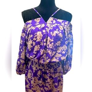 Ramy Brook SILK purple floral midi dress Size Small